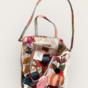 Shopper En Shalla Ricamata a mano floreale  Misura MEDIA