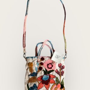 ' Shopper En Shalla Ricamata a mano floreale Small