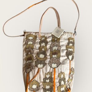 Shopper En Shalla Ricamata a mano Beige Medium