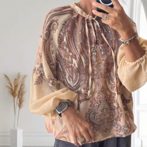 Camicetta di mussola maniche baloon cachemire