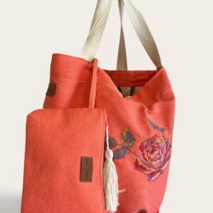 Maxi bag con Rosa Corallo