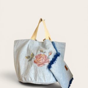 Maxi bag con Rosa Azzurra