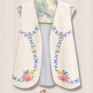Gilet Over Ricamo Punto Croce Upcycling