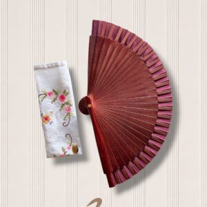 Mini Ventaglio da Borsetta con Custodia Upcycling bordeaux