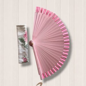 Mini Ventaglio Rosa da Borsetta con Custodia Upcycling