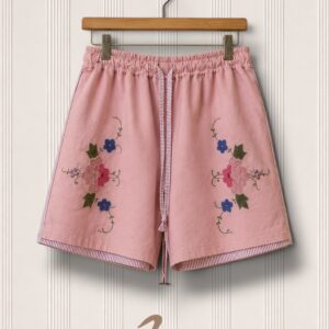Mini Short Upcycling Ricamato Rosa
