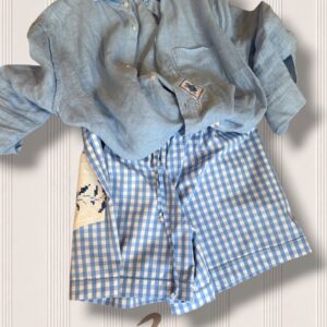 Mini Short Vichy Azzurro Upcycling