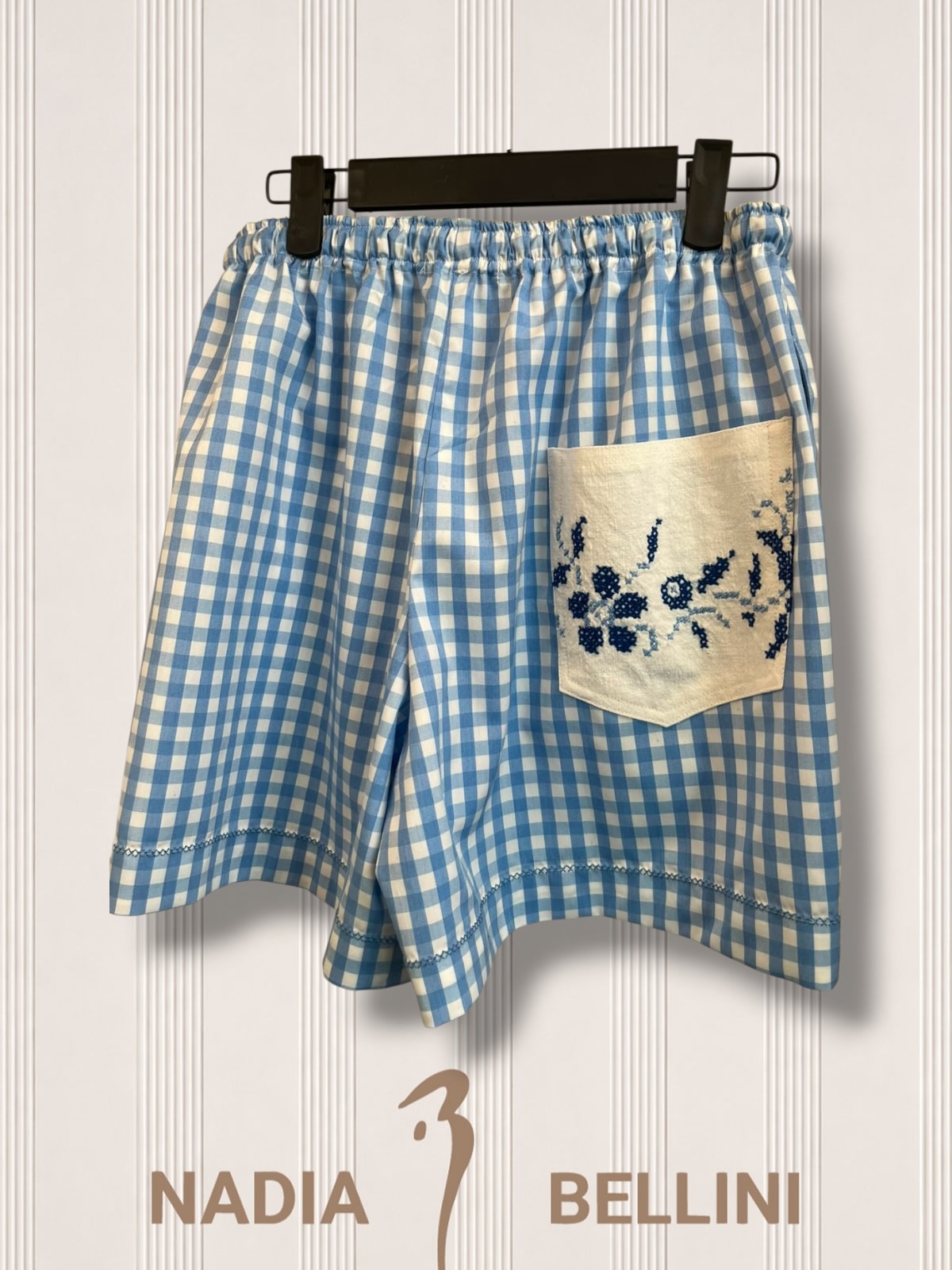 Mini Short Vichy Azzurro Upcycling